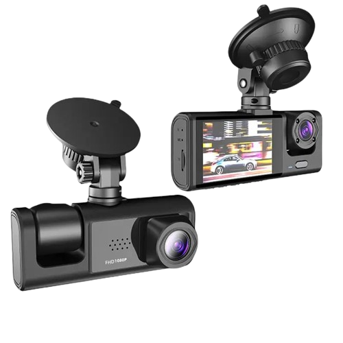 Dash Cam W/ IR Night Vision Loop Recording & 2" IPS Screen 1080P 3 Camera