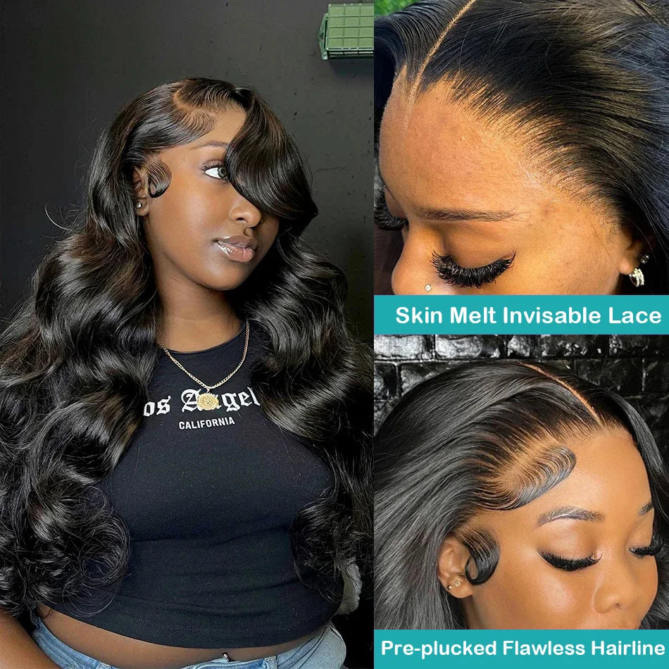 Body Wave 13x6 HD Lace Frontal Wig 100% Human Hair Glue less Wig 6x4 HD Transparent Lace