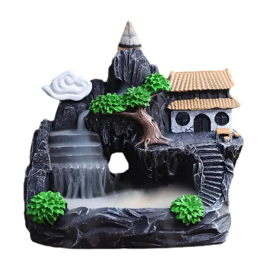 Backflow Incense Burner Mountains Waterfall Backflow Incense Holder Handmade Zen Censer Holder For Sauna Room Meditation Room