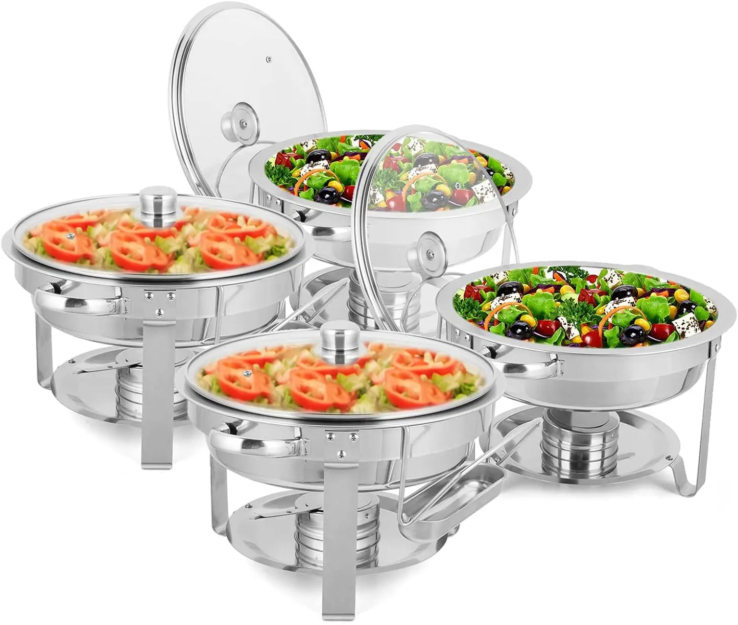 ROVSUN 5Qt 6 Pack Chafing Dish Buffet Set, NSF Stainless Steel Round Chafers for Catering, Buffet Servers and Warmers Set