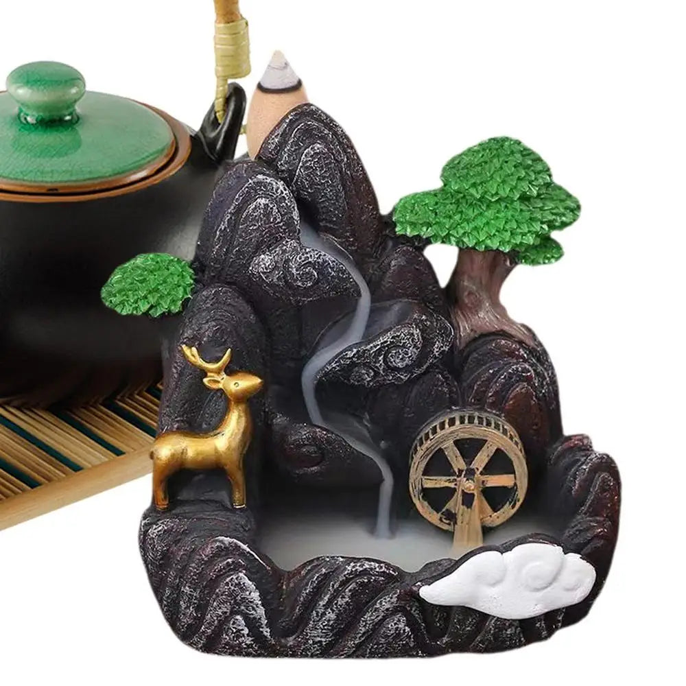 Backflow Incense Burner Mountains Waterfall Backflow Incense Holder Handmade Zen Censer Holder For Sauna Room Meditation Room