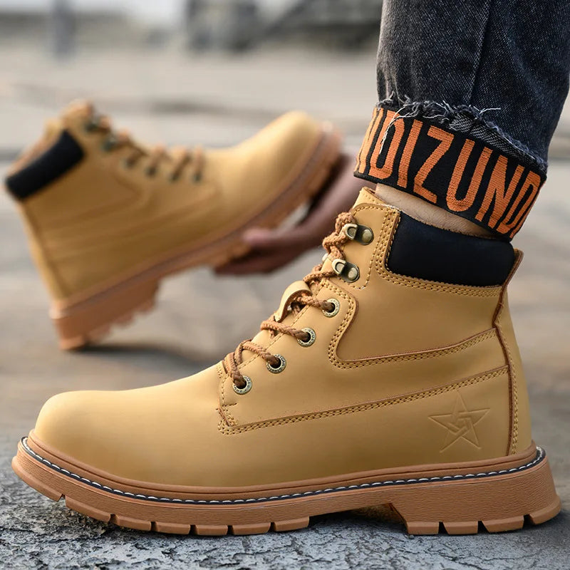 high-top Work Boots For Men Anti-smash Anti-puncture Work Shoes with Steel Toe leather safety shoes men for work waterproof shoe