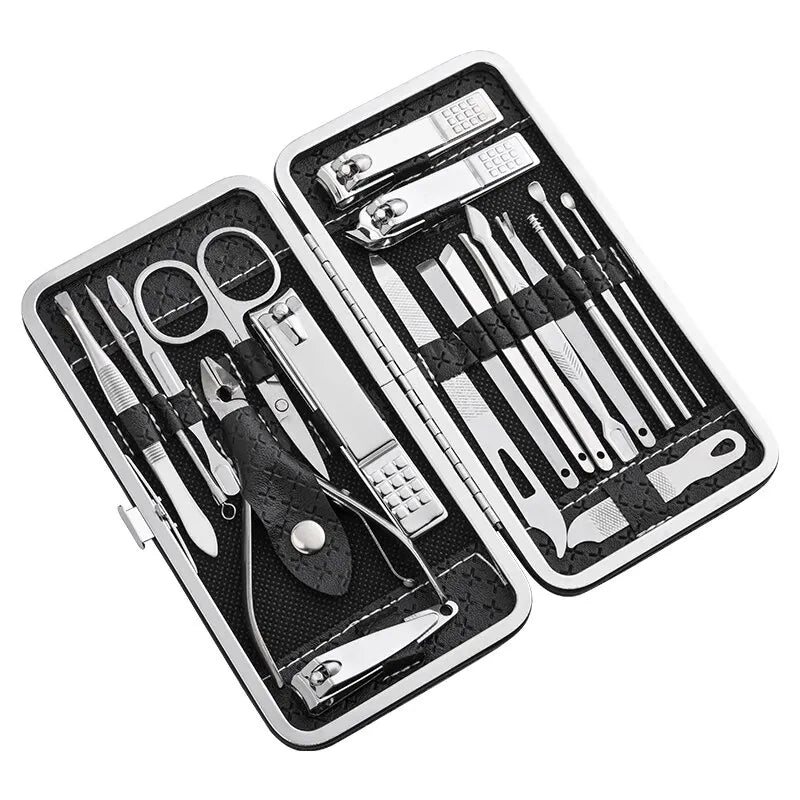 Home Nail Clipper Set of 18 Pieces Large Size Dead Skin Pliers Diagonal to Remove Dead Skin Small Eyebrow Clipper Leather Sleeve