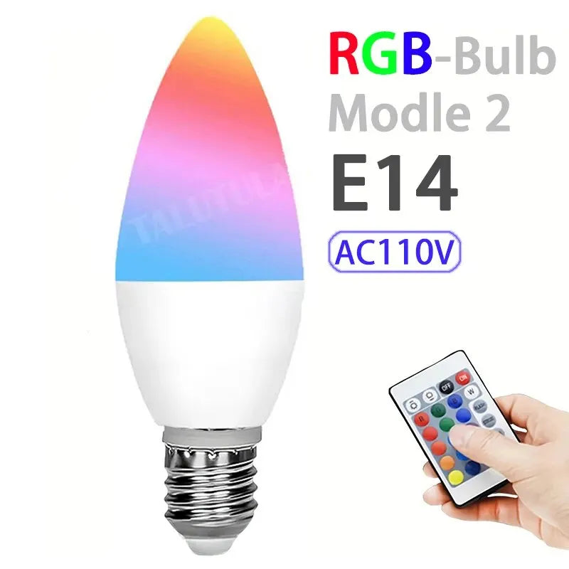 16 Colors RGB Bulb LED Multicolor E27 Base 220V Household Lighting Dimmable 24 Key Remote Control Atmosphere Neon Light