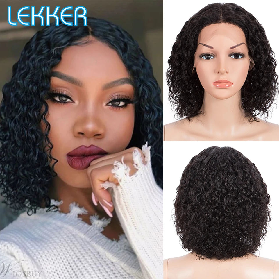 Lekker Ombre Blonde Curly Bob 13X1 T Part Lace Human Hair Wig For Women Brazilian Remy Hair Glueless Burgundy Red Loose Deep Wig