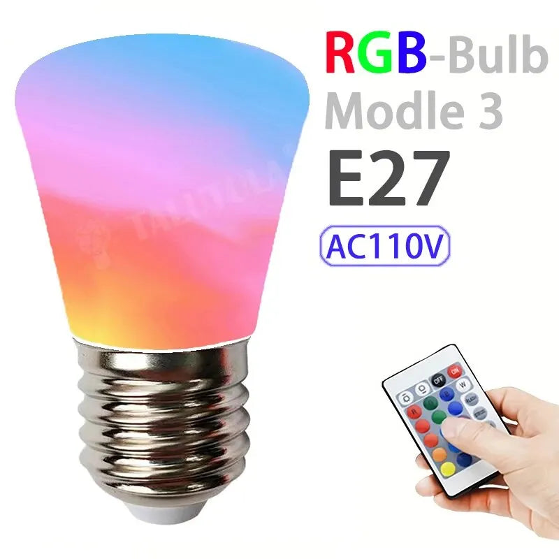 16 Colors RGB Bulb LED Multicolor E27 Base 220V Household Lighting Dimmable 24 Key Remote Control Atmosphere Neon Light