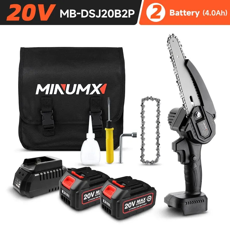 MINUMX 20V Brushless ChainSaw Pruning Saw 6 Inch Electric Portable Mini Cordless Chain Saw Woodworking Wood Cutter Power Tools