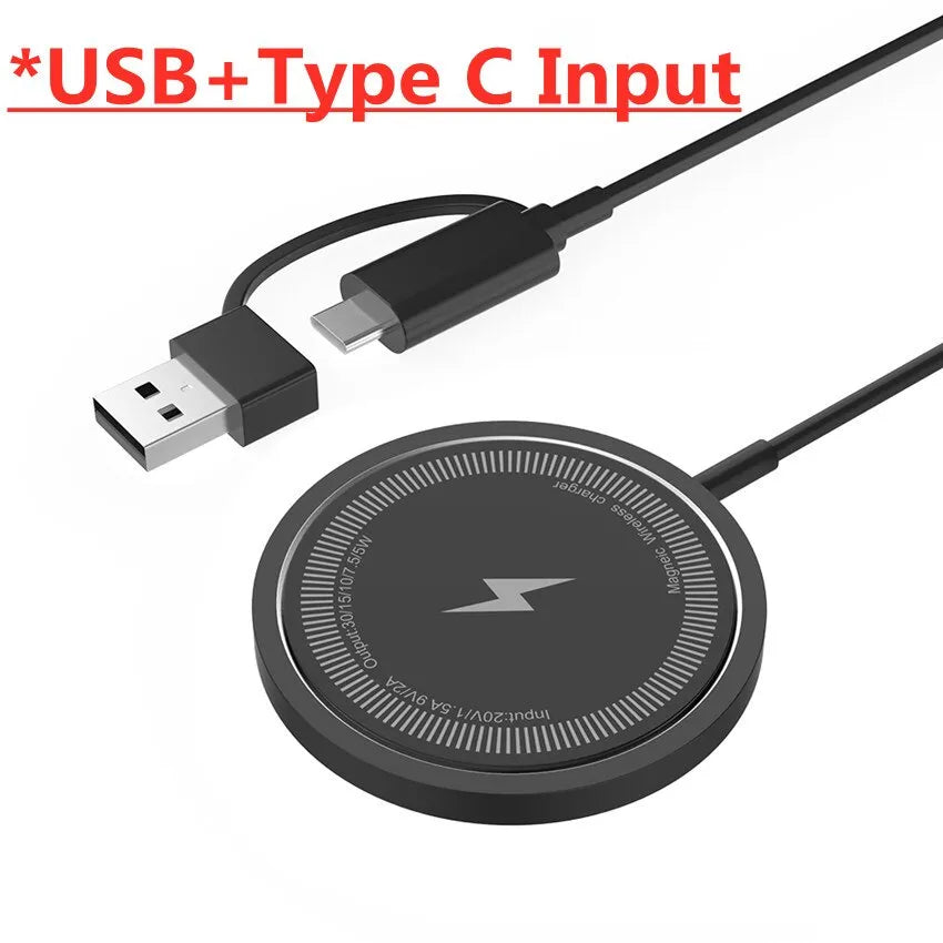 15W Magnetic Wireless Charger Fast Charging Pad for iPhone 15 14 13 12 Pro Airpods PD Macsafe Chargers Dock Station