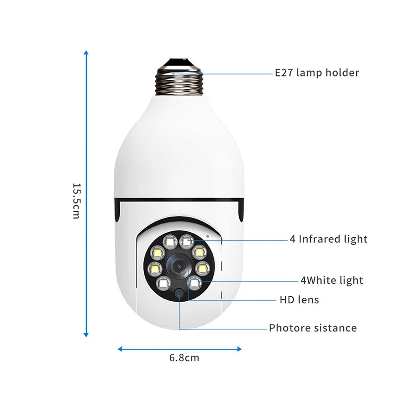 Home Light Bulb 2.4G Wireless WiFi Smart Infrared HD 1080P Motion Detection Baby Safety Camera