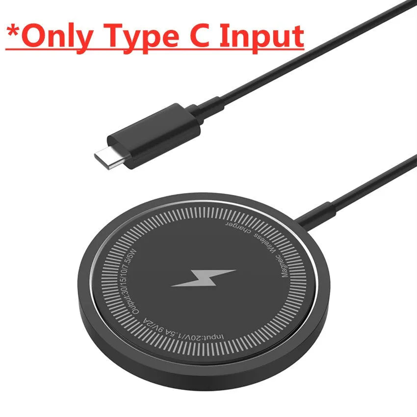 15W Magnetic Wireless Charger Fast Charging Pad for iPhone 15 14 13 12 Pro Airpods PD Macsafe Chargers Dock Station