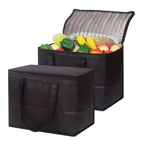 Large Capacity Insulated Grocery Bags Foldable Reusable Soft Cooler Bag Lightweight Hot Cold Takeout Food Delivery Bag